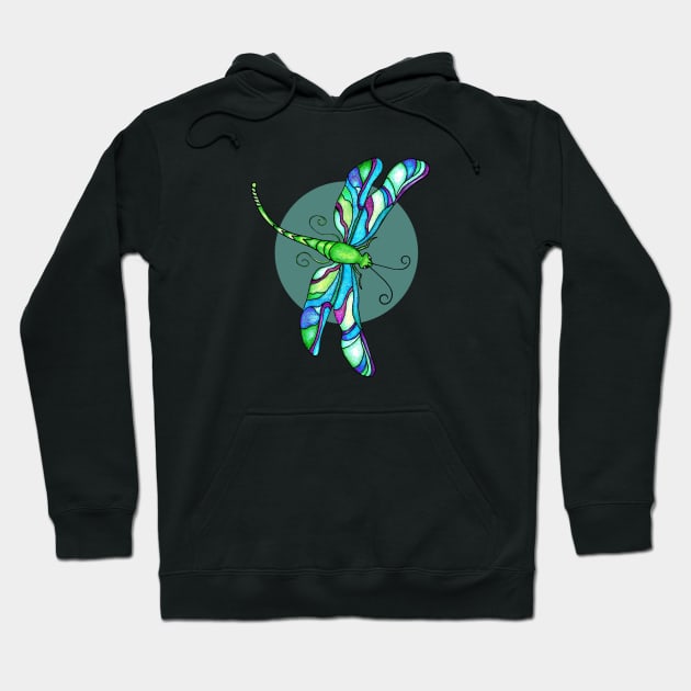 Stained Glass Dragonfly Hoodie by SandraGale Art